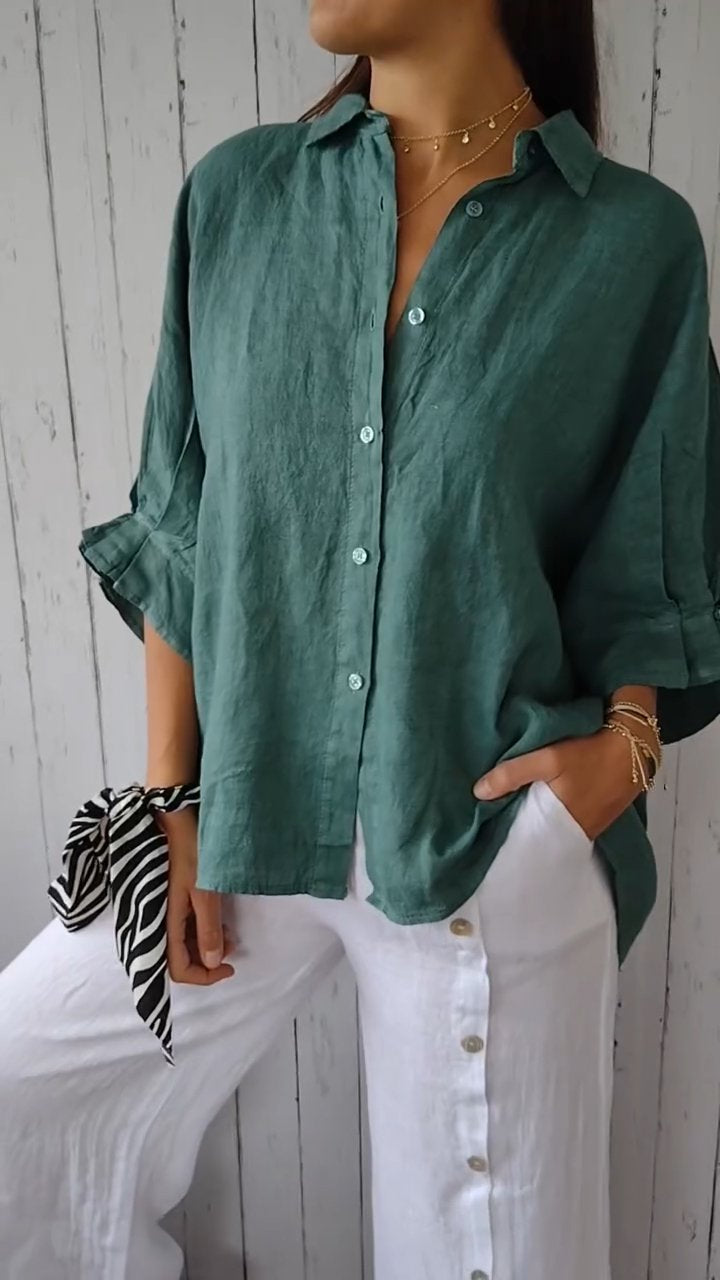 Josie | Tie-Back Cotton Linen Shirt