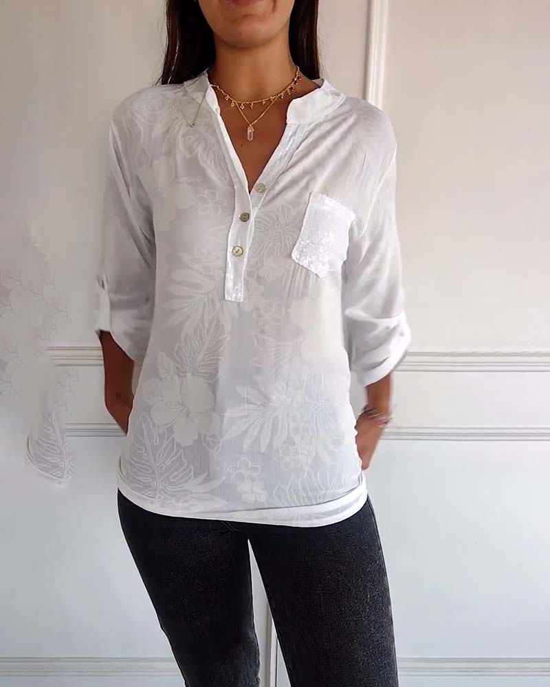 Astrid | Bluse mit V-Ausschnitt und Knopfleiste