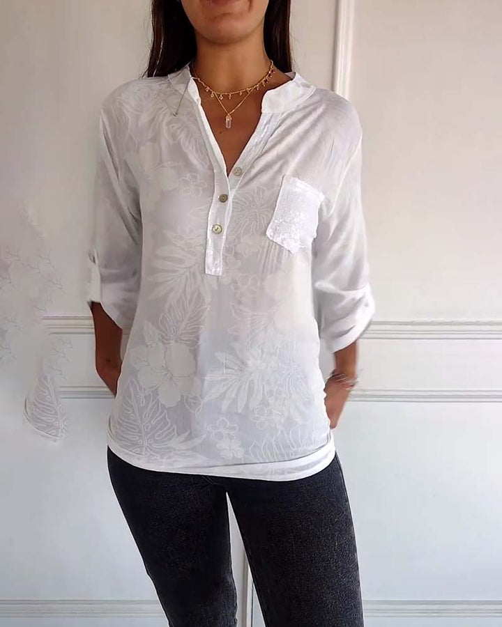 Astrid | Bluse mit V-Ausschnitt und Knopfleiste