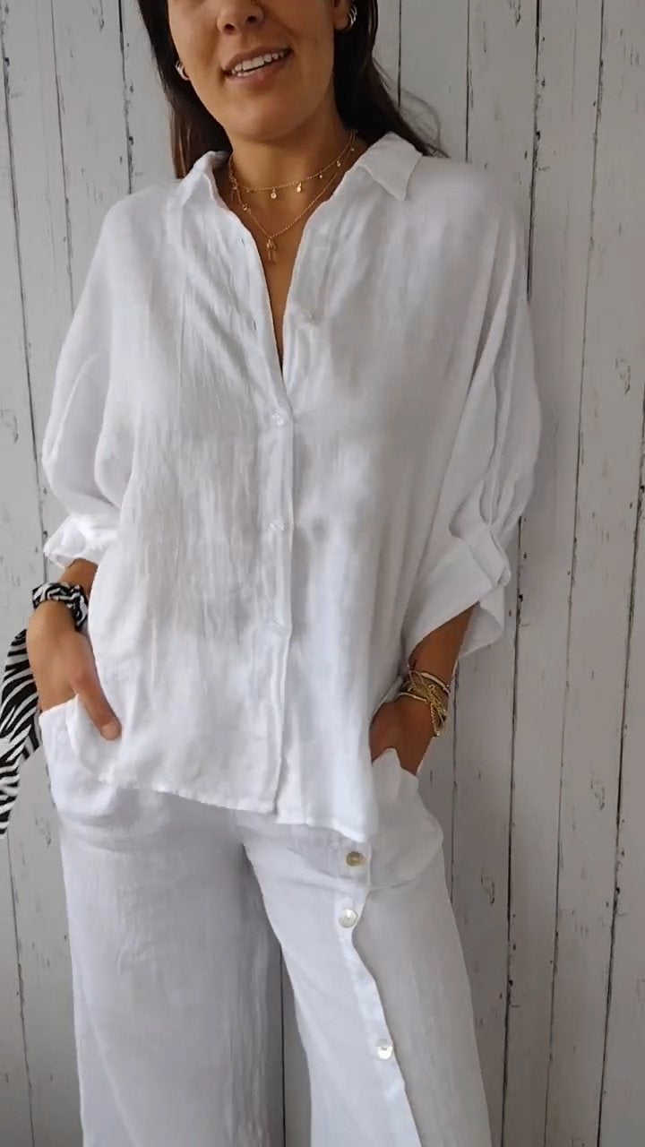 Josie | Tie-Back Cotton Linen Shirt