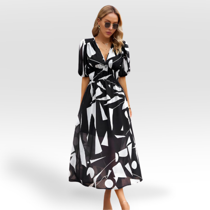 Mira – Printed V-Neck Dress