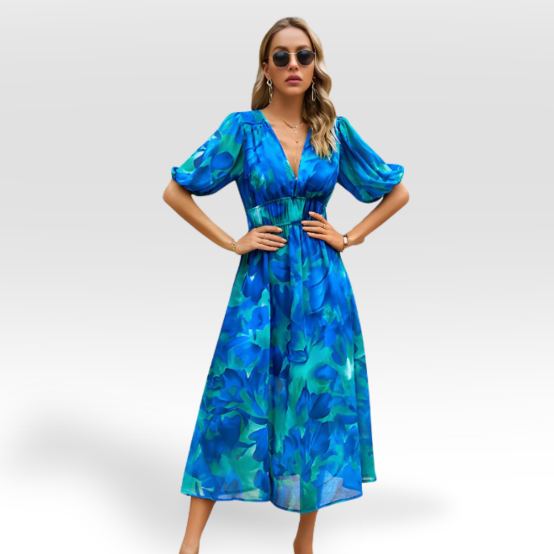 Mira – Printed V-Neck Dress