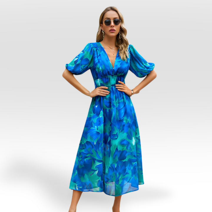 Mira – Printed V-Neck Dress