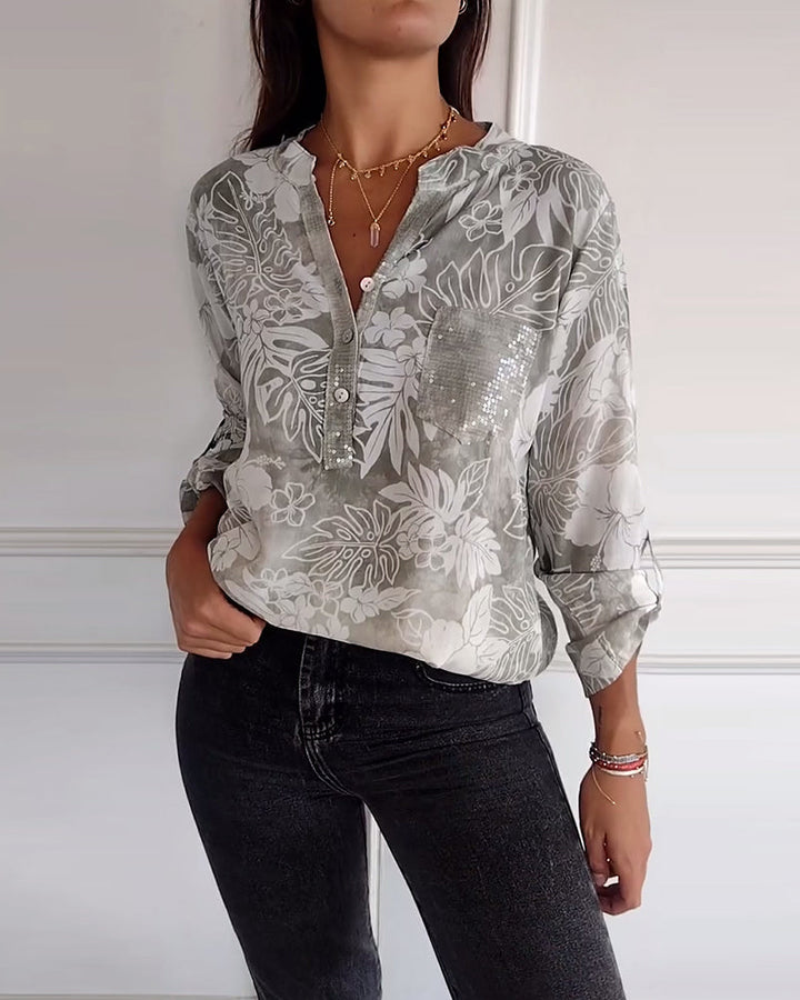 Astrid | Bluse mit V-Ausschnitt und Knopfleiste