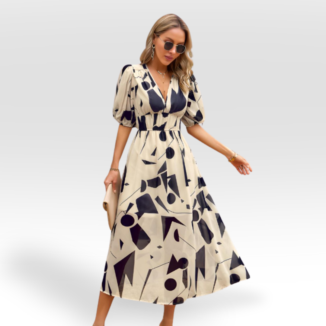 Mira – Printed V-Neck Dress