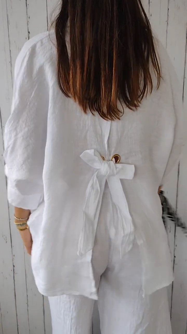 Josie | Tie-Back Cotton Linen Shirt