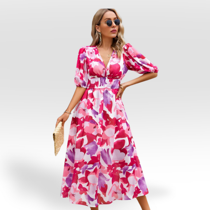 Mira – Printed V-Neck Dress