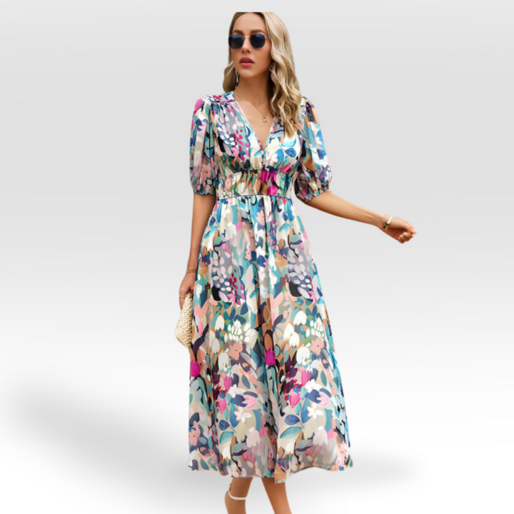 Mira – Printed V-Neck Dress