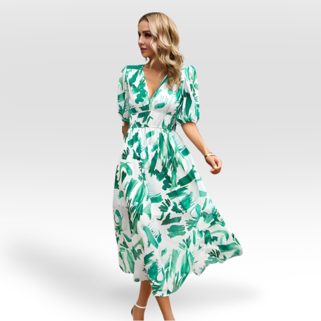Mira – Printed V-Neck Dress