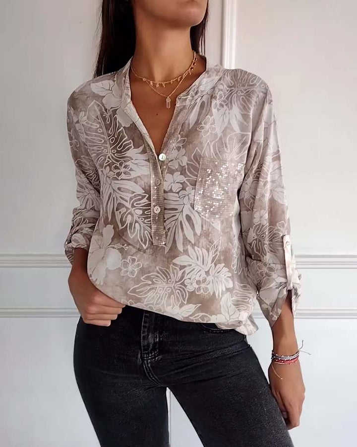 Astrid | Bluse mit V-Ausschnitt und Knopfleiste