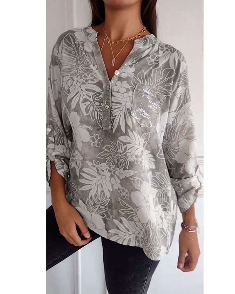Astrid | Bluse mit V-Ausschnitt und Knopfleiste