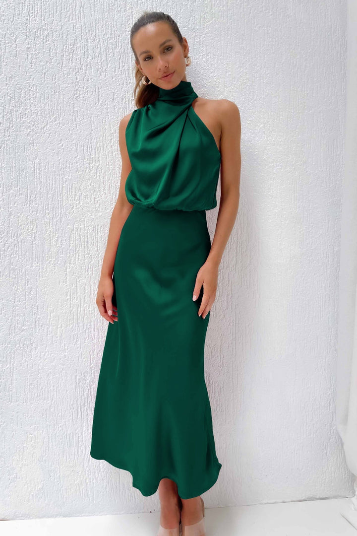 Eleonora Long Halter Neck Dress