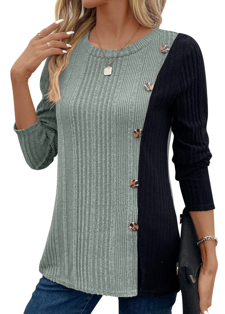 Natalie – Ribbed Elegance Blouse