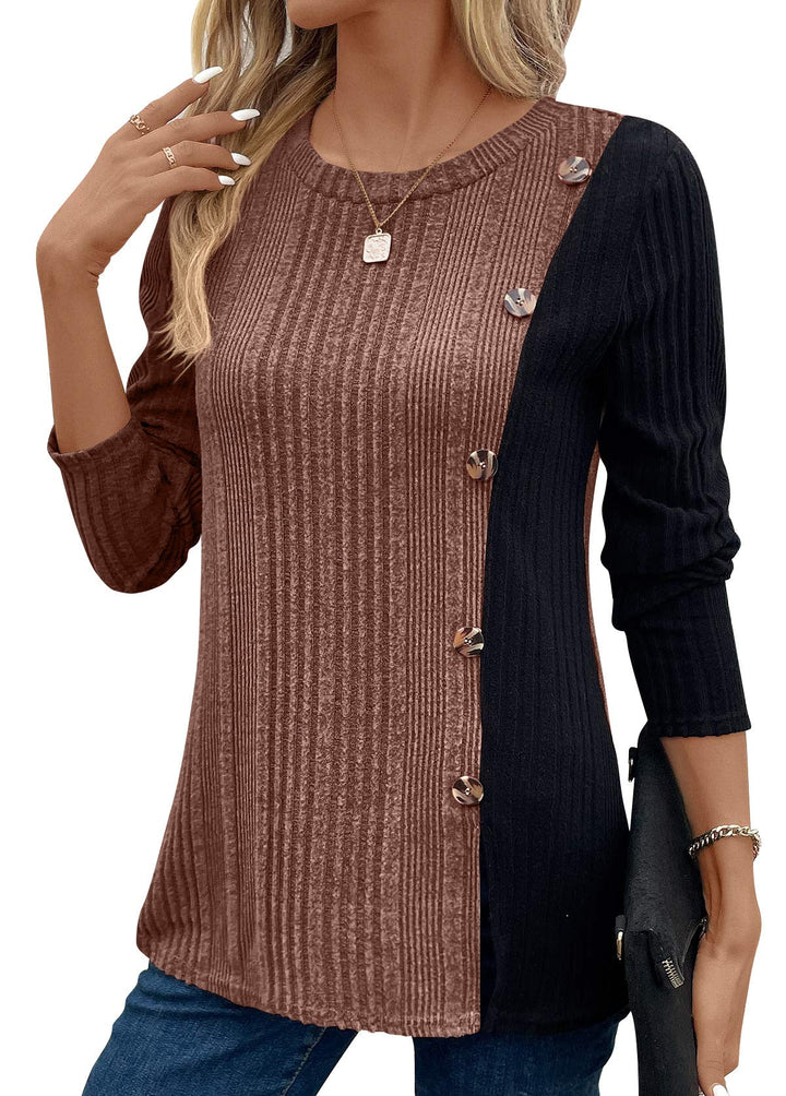 Natalie – Ribbed Elegance Blouse