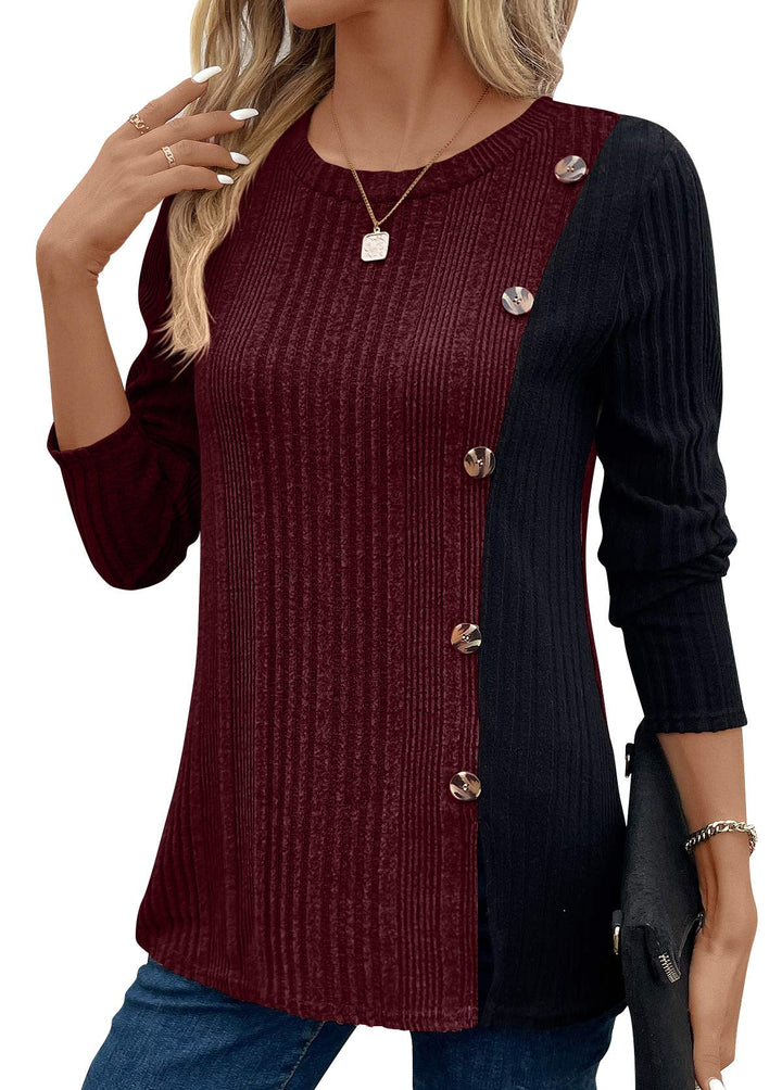 Natalie – Ribbed Elegance Blouse