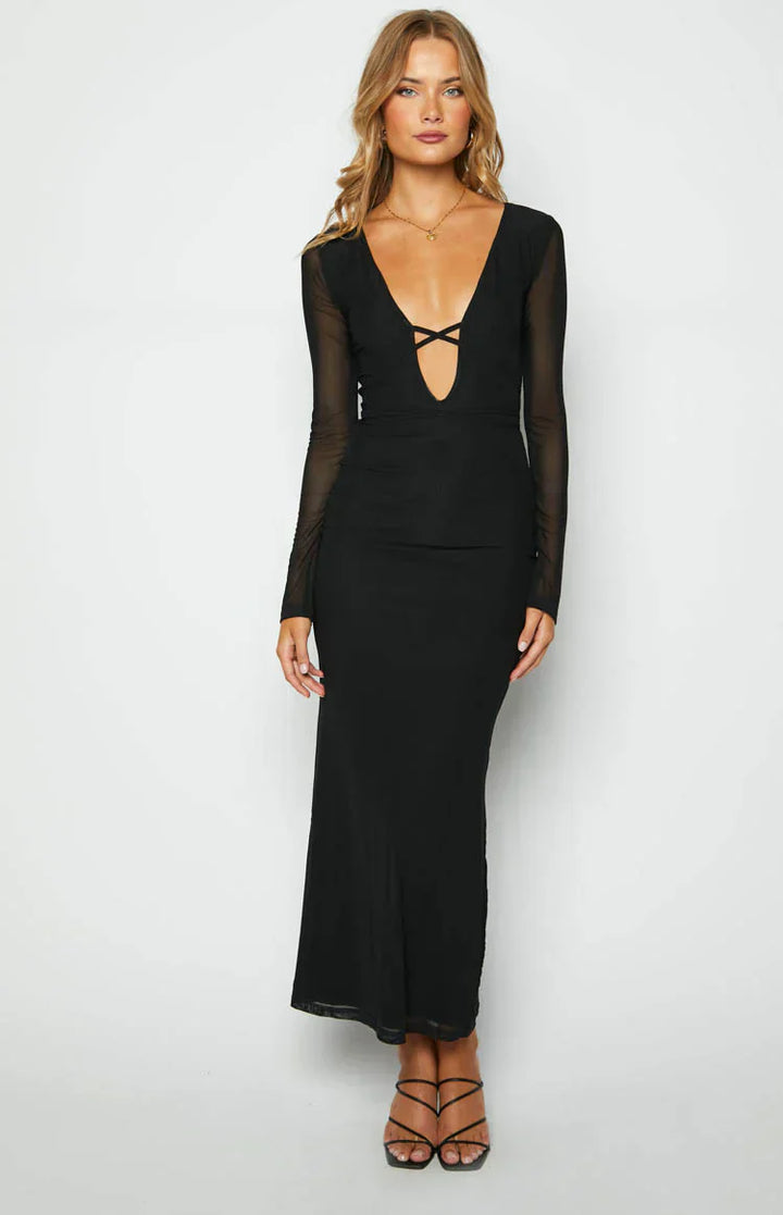 Kiara Black Midi Dress