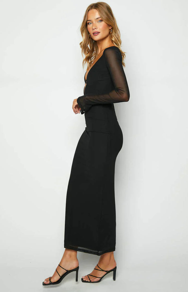 Kiara Black Midi Dress