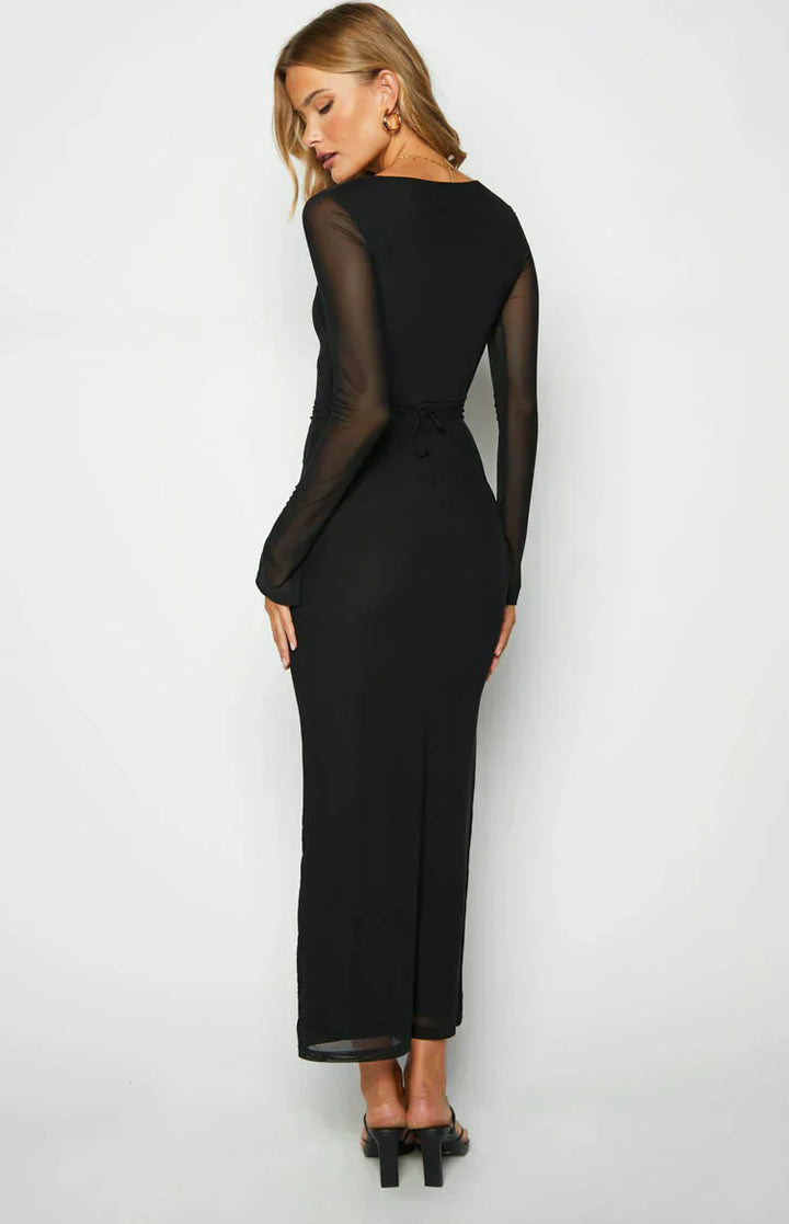 Kiara Black Midi Dress