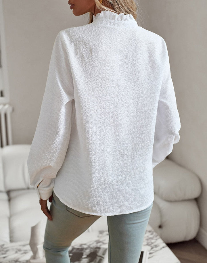 Claire – Ruffled Buttoned Blouse