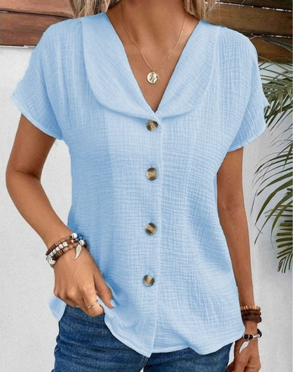 Elle - Stylish Button-Down Collared Top
