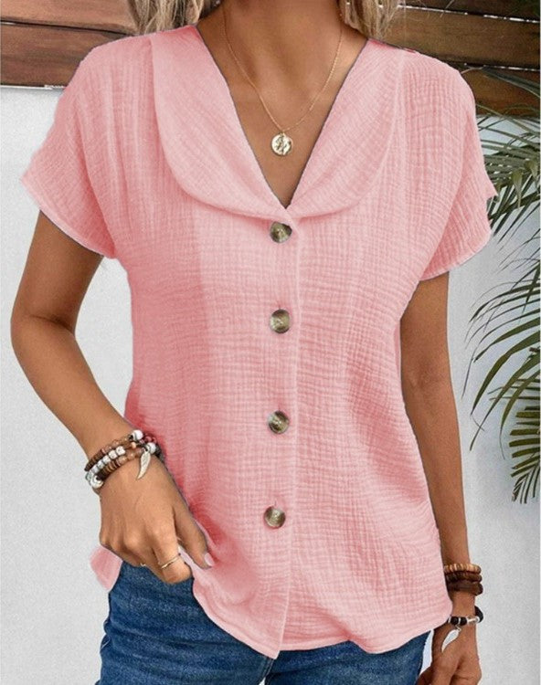 Elle - Stylish Button-Down Collared Top