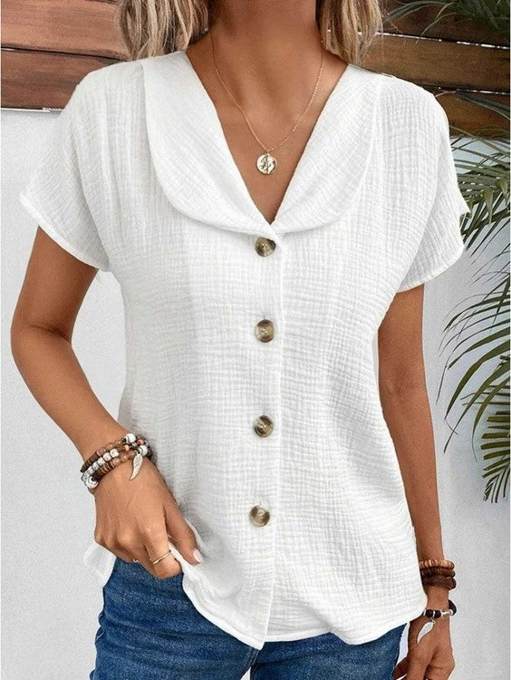 Elle - Stylish Button-Down Collared Top