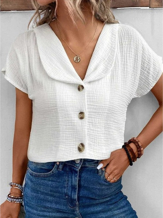 Elle - Stylish Button-Down Collared Top