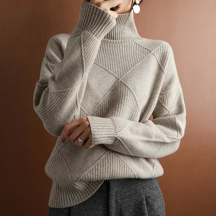 Elise – Elegant Diamond Knit Sweater