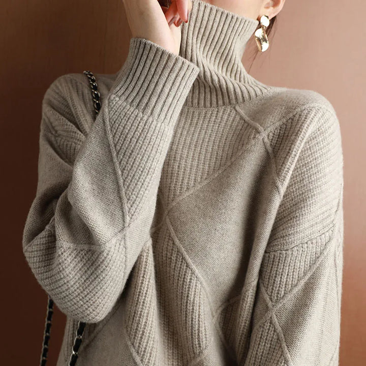 Elise – Elegant Diamond Knit Sweater