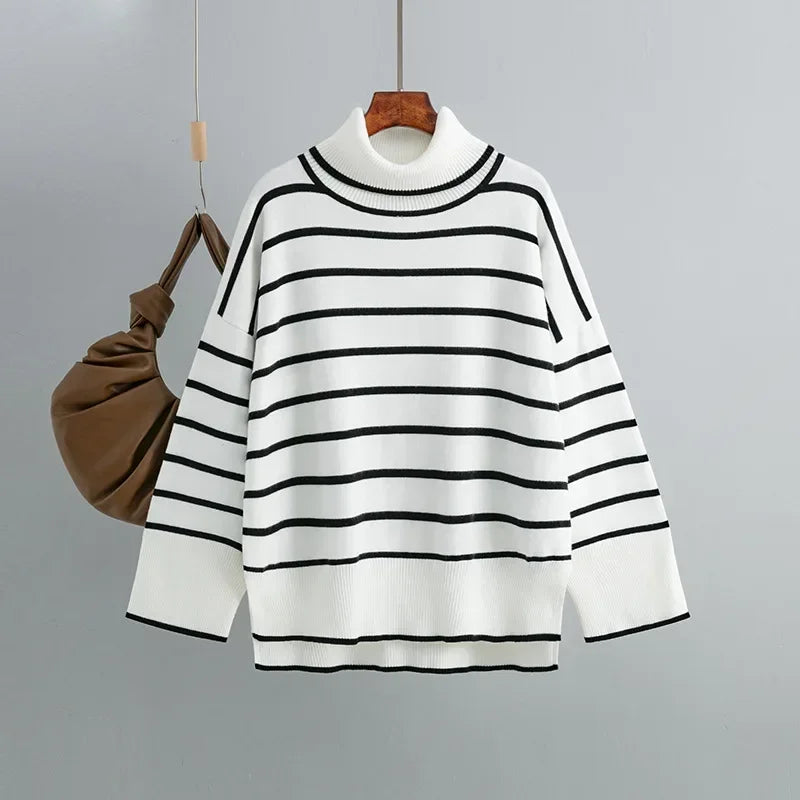 Belle - Striped Turtleneck Pullover