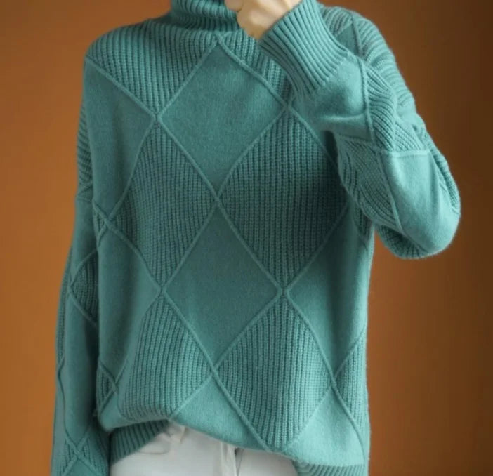 Elise – Elegant Diamond Knit Sweater
