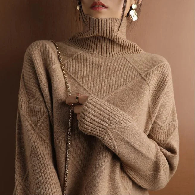 Elise – Elegant Diamond Knit Sweater