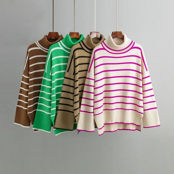 Belle - Striped Turtleneck Pullover