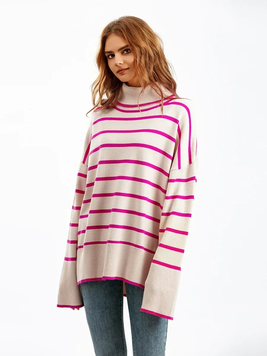 Belle - Striped Turtleneck Pullover