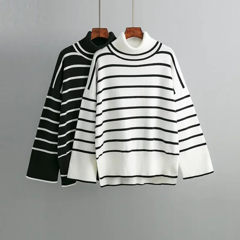 Belle - Striped Turtleneck Pullover