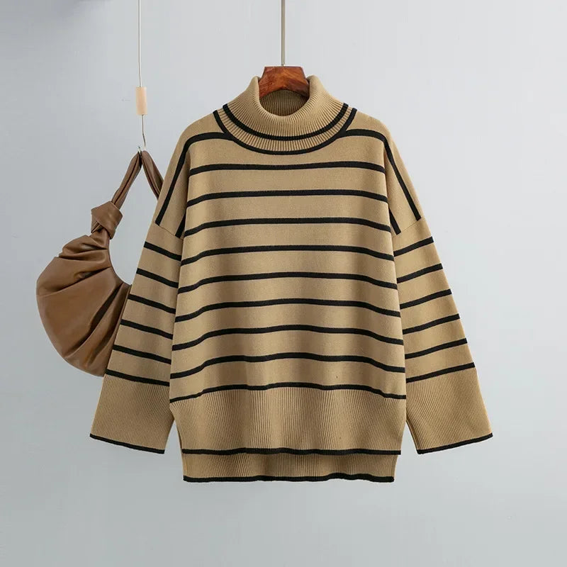 Belle - Striped Turtleneck Pullover