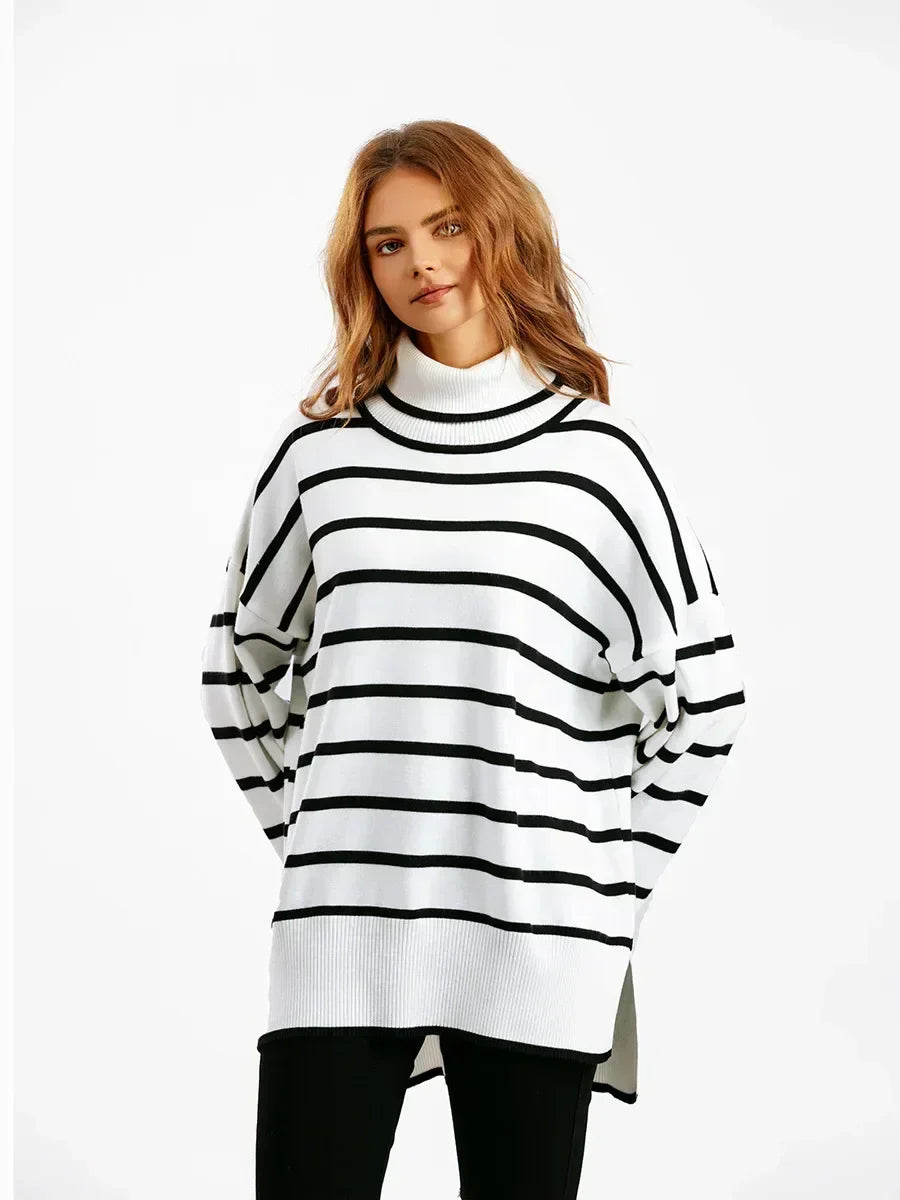 Belle - Striped Turtleneck Pullover
