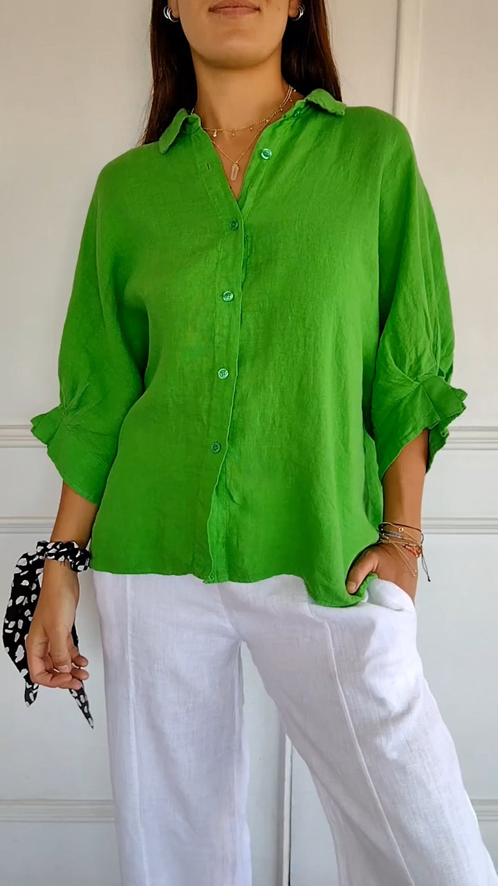 Josie | Tie-Back Cotton Linen Shirt