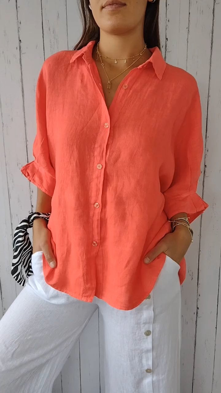 Josie | Tie-Back Cotton Linen Shirt