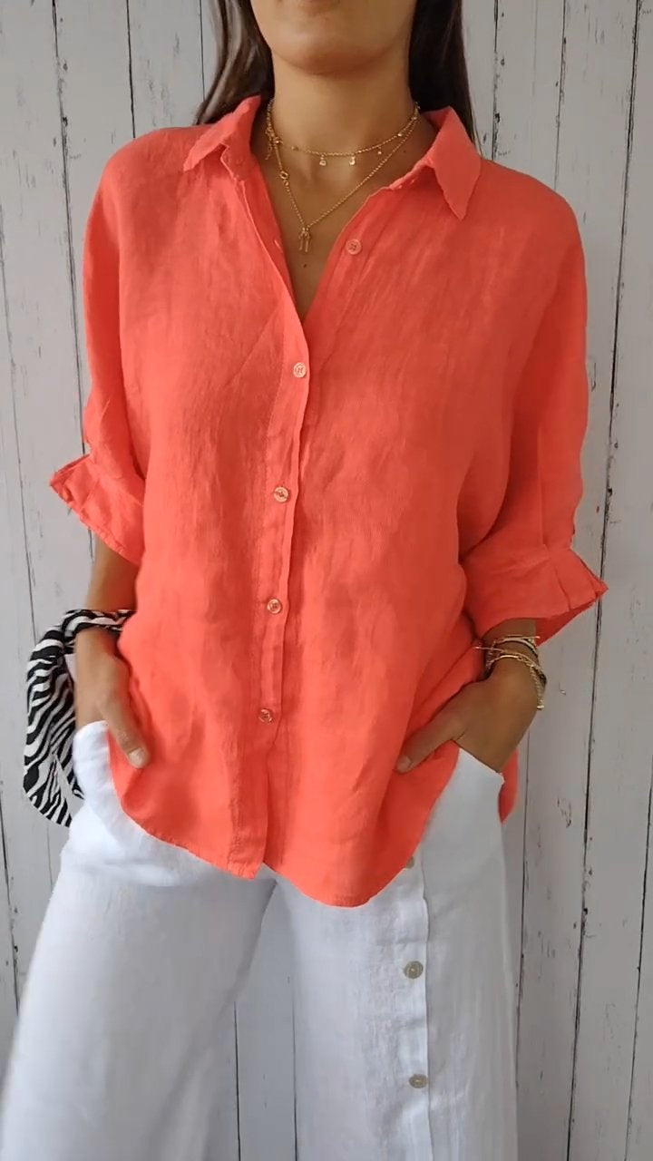 Josie | Tie-Back Cotton Linen Shirt