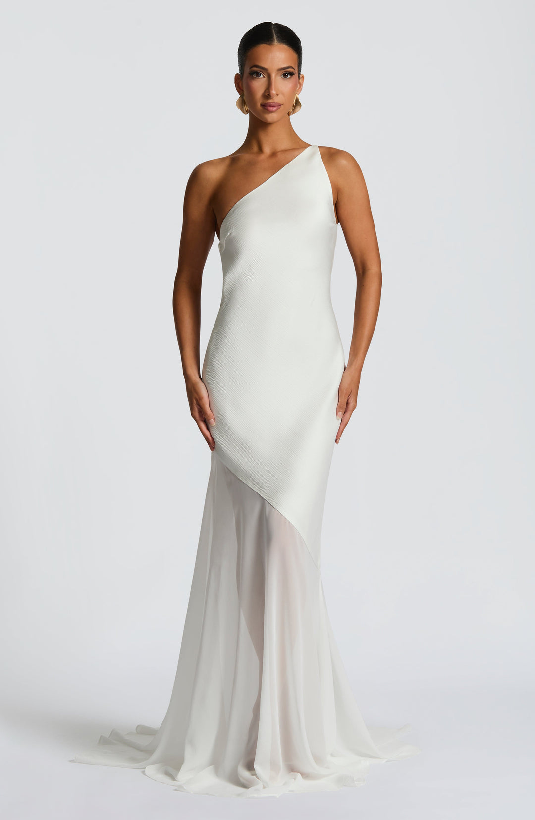 Vionna One-Shoulder Mesh Gown