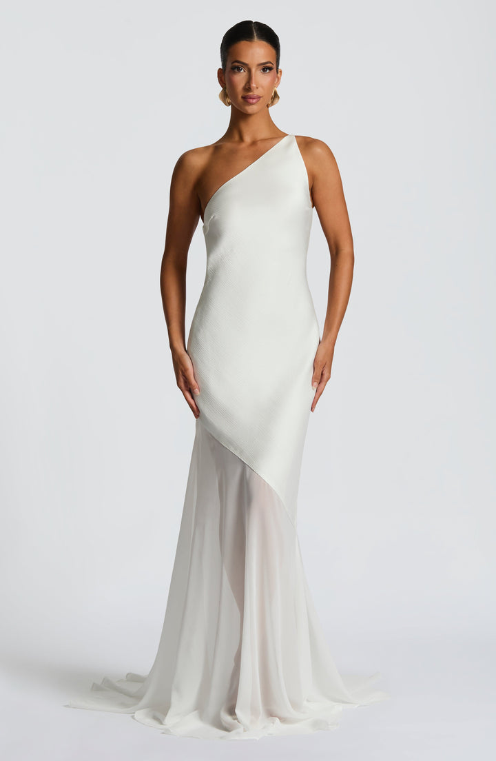 Vionna One-Shoulder Mesh Gown