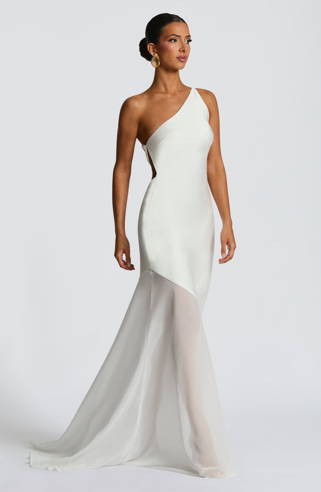 Vionna One-Shoulder Mesh Gown