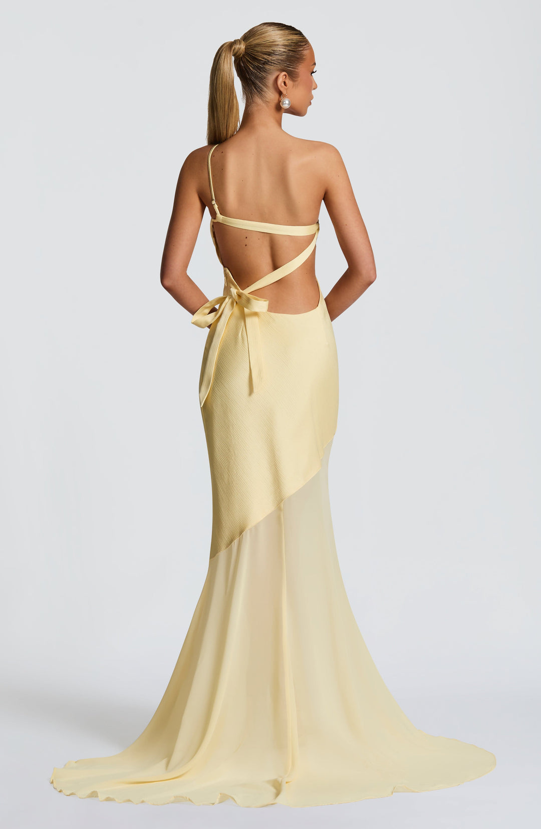 Vionna One-Shoulder Mesh Gown