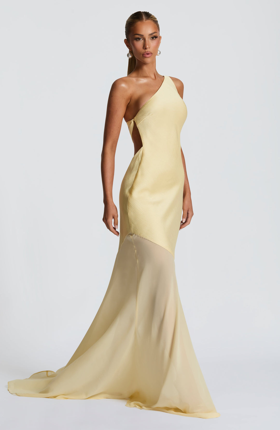 Vionna One-Shoulder Mesh Gown