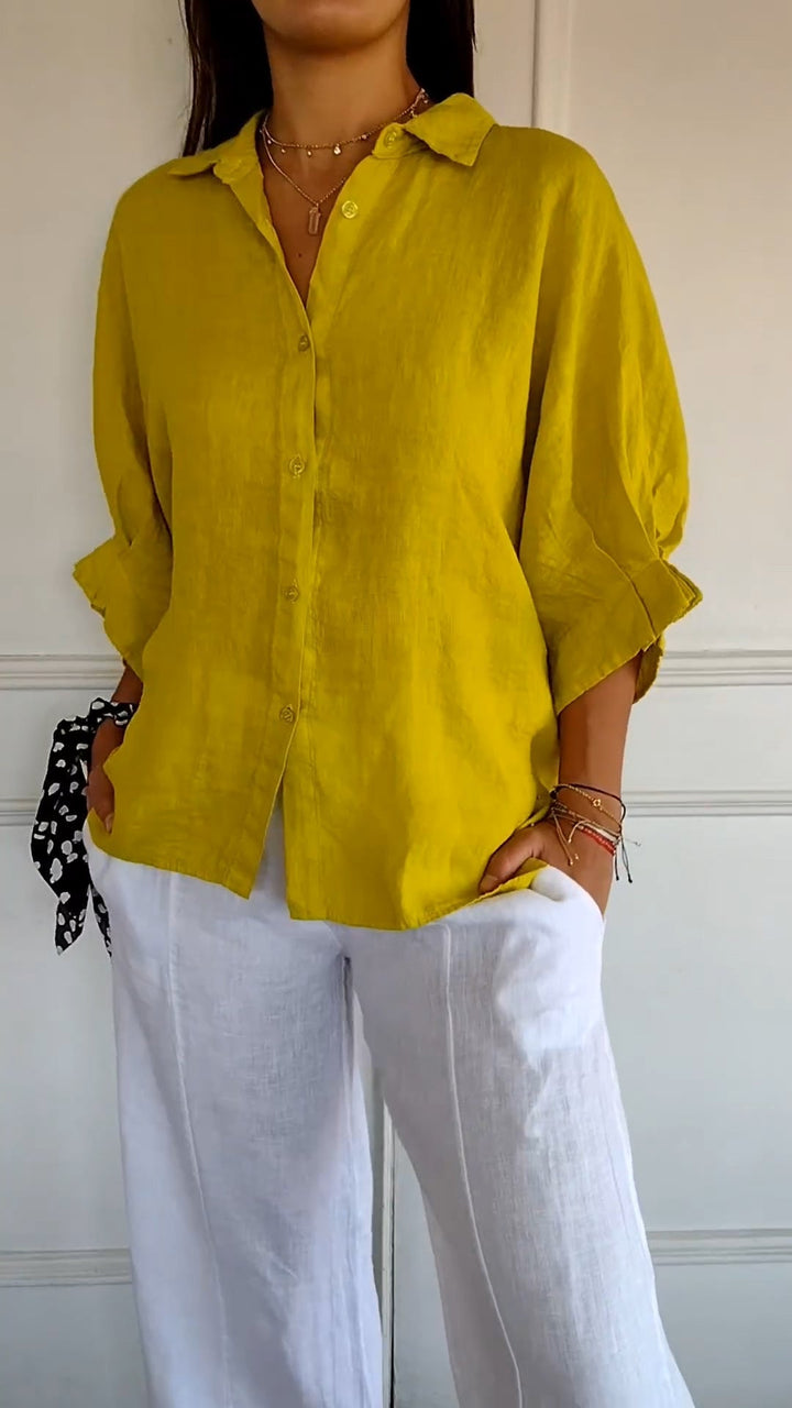 Josie | Tie-Back Cotton Linen Shirt