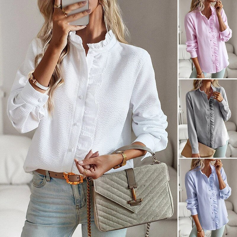Claire – Ruffled Buttoned Blouse